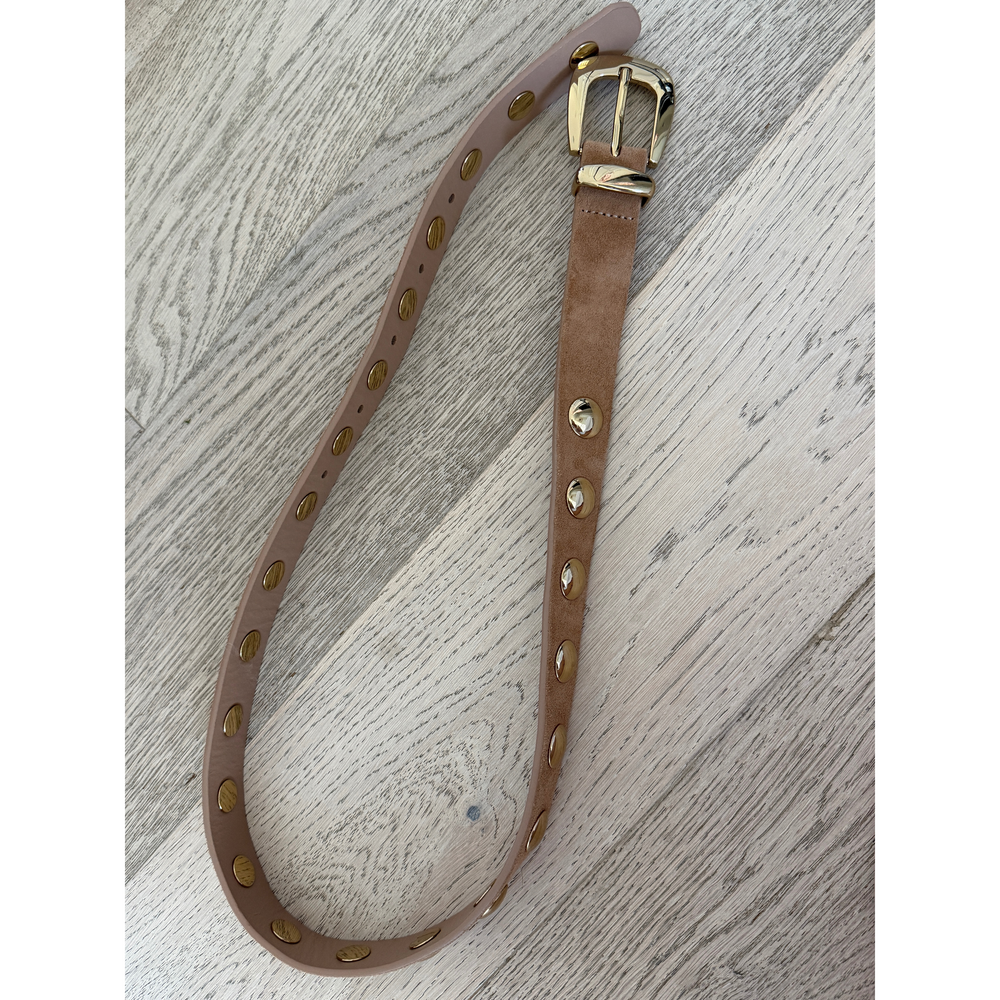 Madewell Women's Light Brown Studded Belt with Gold Buckle - Picture 2 of 3